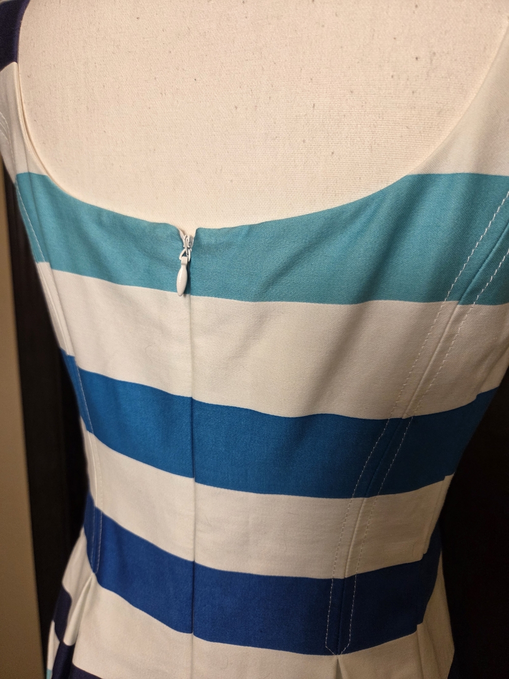 Nine West Striped Midi Dress in Navy, Teal, Aqua & White NWT - Picture 7 of 14